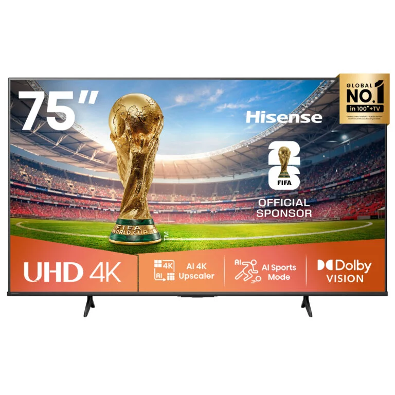 Hisense 75 Inch Smart 4K UHD Frameless TV – A6 Series 75A6QKEN